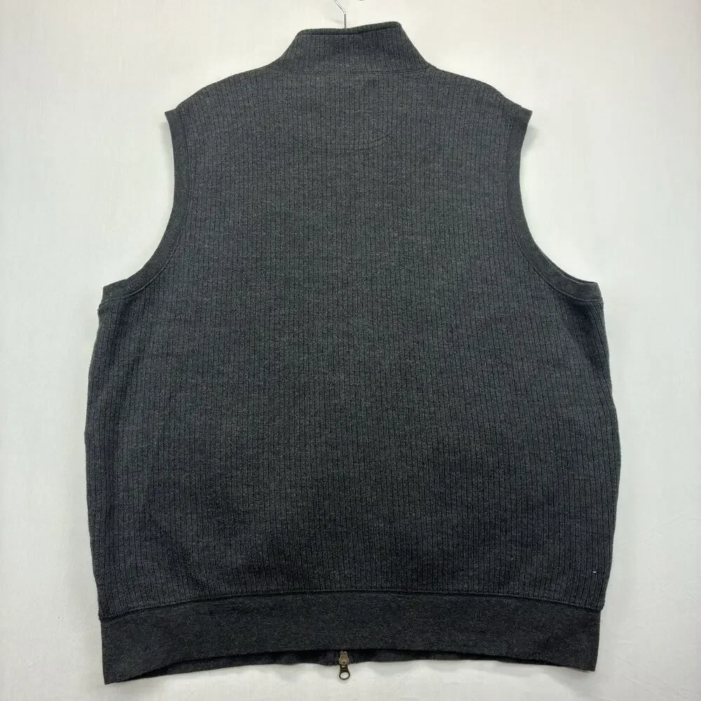 Pendleton Men’s XL Full Zip Vest Gray Ribbed Cotton Sweater Mock Neck